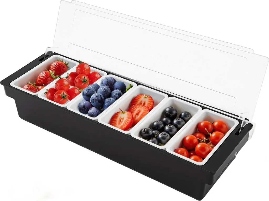 Condiment Caddy à 6 bacs amovibles pour bar et cuisine professionnelle