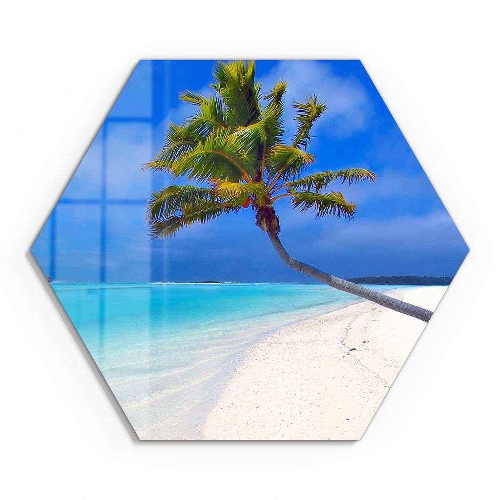 DEQORI Glasbild Echtglas 55x48 cm 'Inselparadies' Wandbild Bild modern Deko