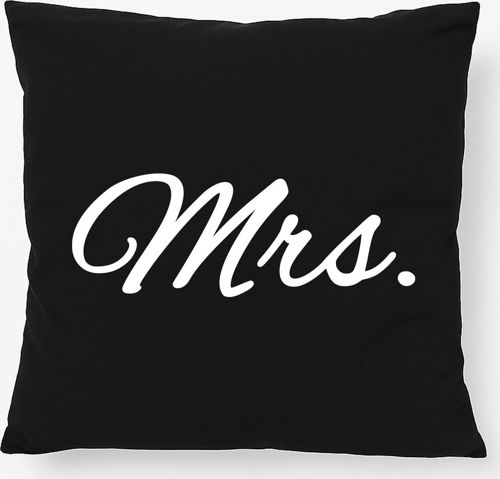 Huuraa Kissen Mrs. Schriftzug 40x40cm mit Füllung Black Baumwolle Dekokissen Geschenkidee