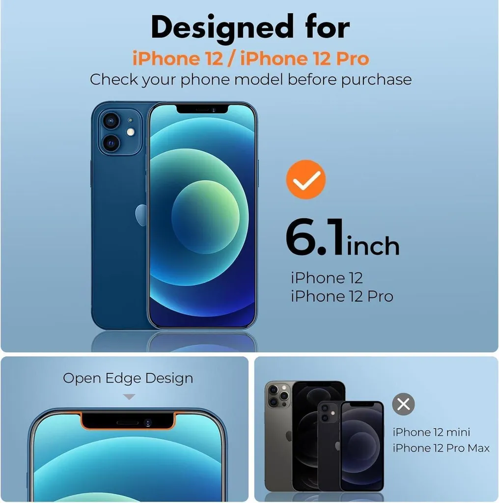 Évitez les bris d'écran : Verre blindé iPhone 12 / 12 Pro 9H [Lot de 3]