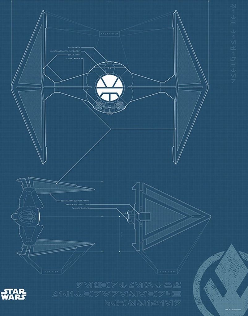 Disney Poster Star Wars TIE fighter Dunkelblau - 611684 - 40 x 50 cm