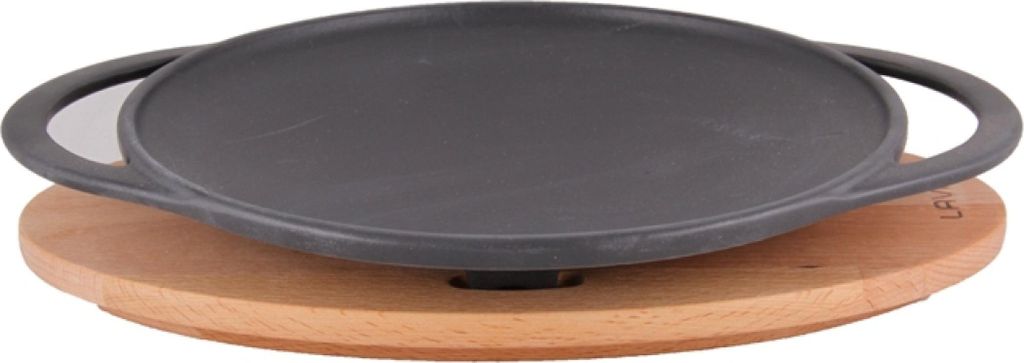 LAVA METAL Wok aus Gusseisen 28 cm mit Holzsockel