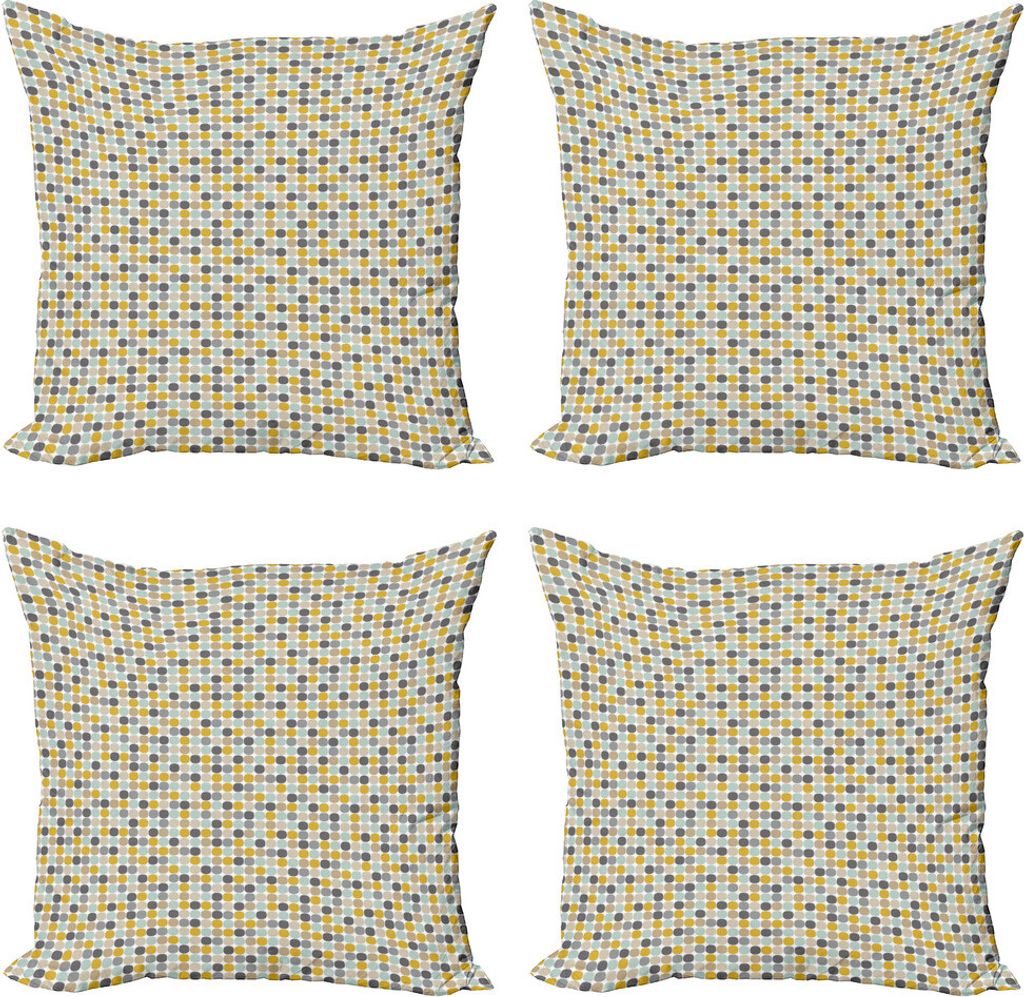 ABAKUHAUS Gedeckte Farben Kissenbezug Set (4 Stück), abgerundete Squares, Moderner Doppelseitiger Digitaldruck, 40 cm x 40 cm, Mehrfarbig