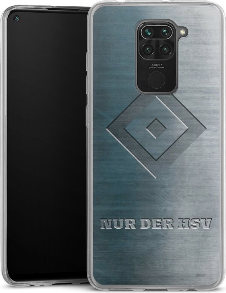 DeinDesign Slim Hülle für Xiaomi Redmi Note 9 Silikon Case Ultra Dünn Handyhülle HSV Hamburger SV Metallic Look