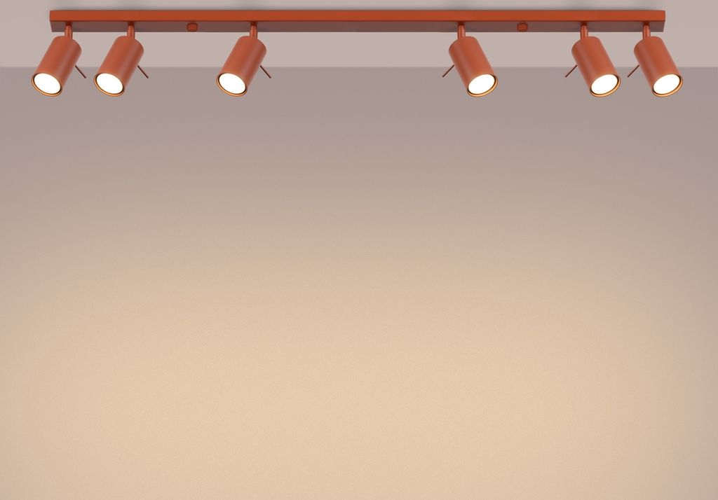 Plafond RING 6L roter Ocker 6xGU10 10W Stahl 17x6x117cm Sollux Lighting