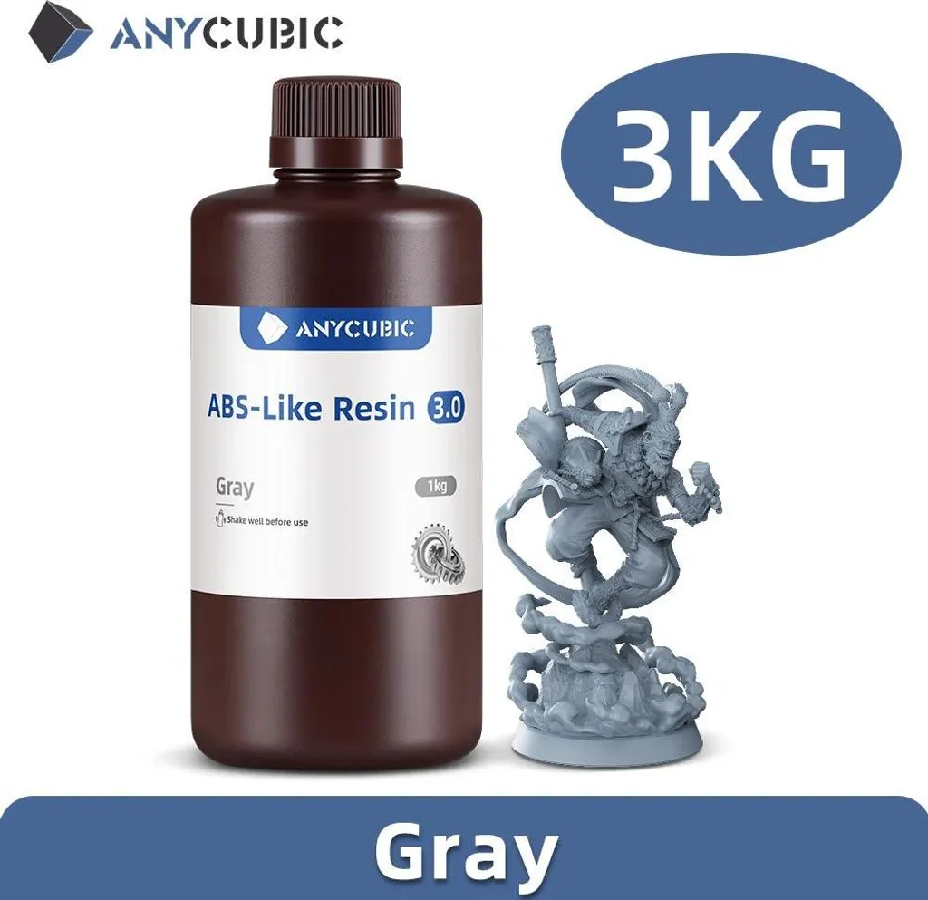 Résine Imprimante 3D LCD Grise Type ABS 3.0 - Matériau Rigide et Durable
