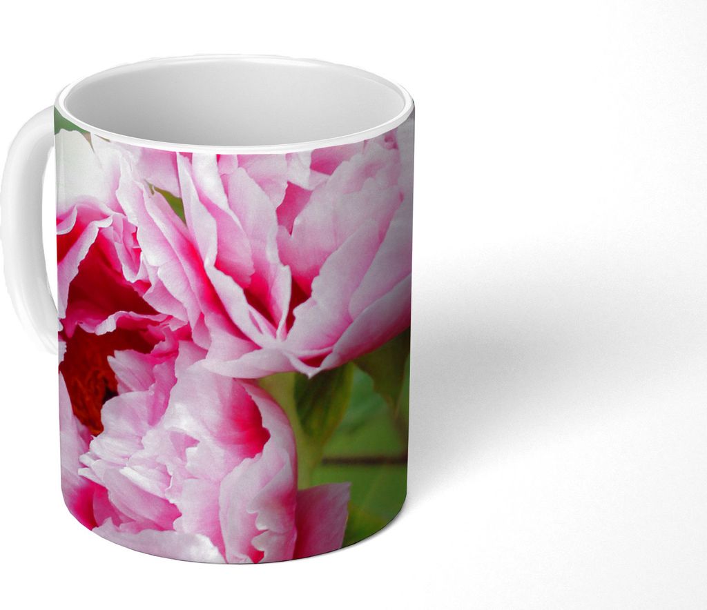 MuchoWow Tasse Kaffeetasse Kaffeebecher 350 ml Rosa Pfingstrosen im Garten Teetasse - Fototasse - Becher - Keramikbecher - Teebecher - Kaffeetass...