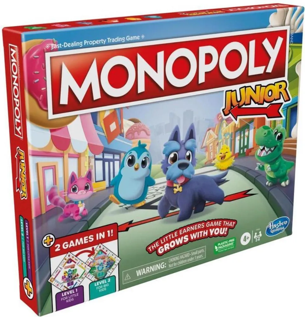 Monopoly Junior 2-en-1 Hasbro : Jeu Éducatif Idéal pour les 4-8 Ans