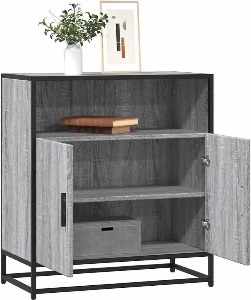 Credenza Vetrina 2025 Grigio Sonoma 68x35x76 cm - Design Minimal
