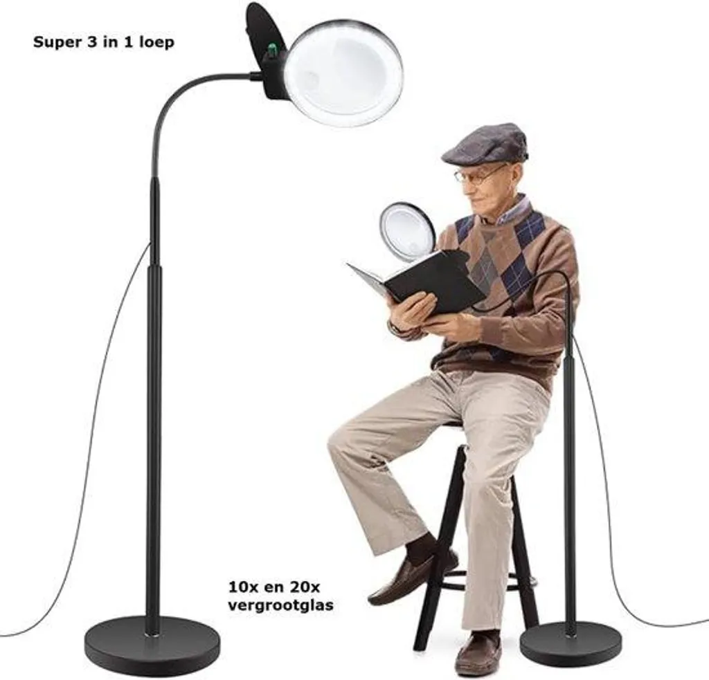 Lampe loupe grossissante 10x 20x avec variateur de lumière noir mat