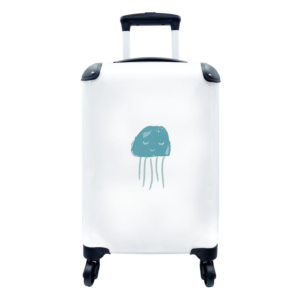 MuchoWow Koffer Handgepäck Trolley Rollkoffer Kleine Reisekoffer mit 4 Rollen - Pastell - Qualle - Illustration - Cabin Size < 55x40x23 cm & 55x...