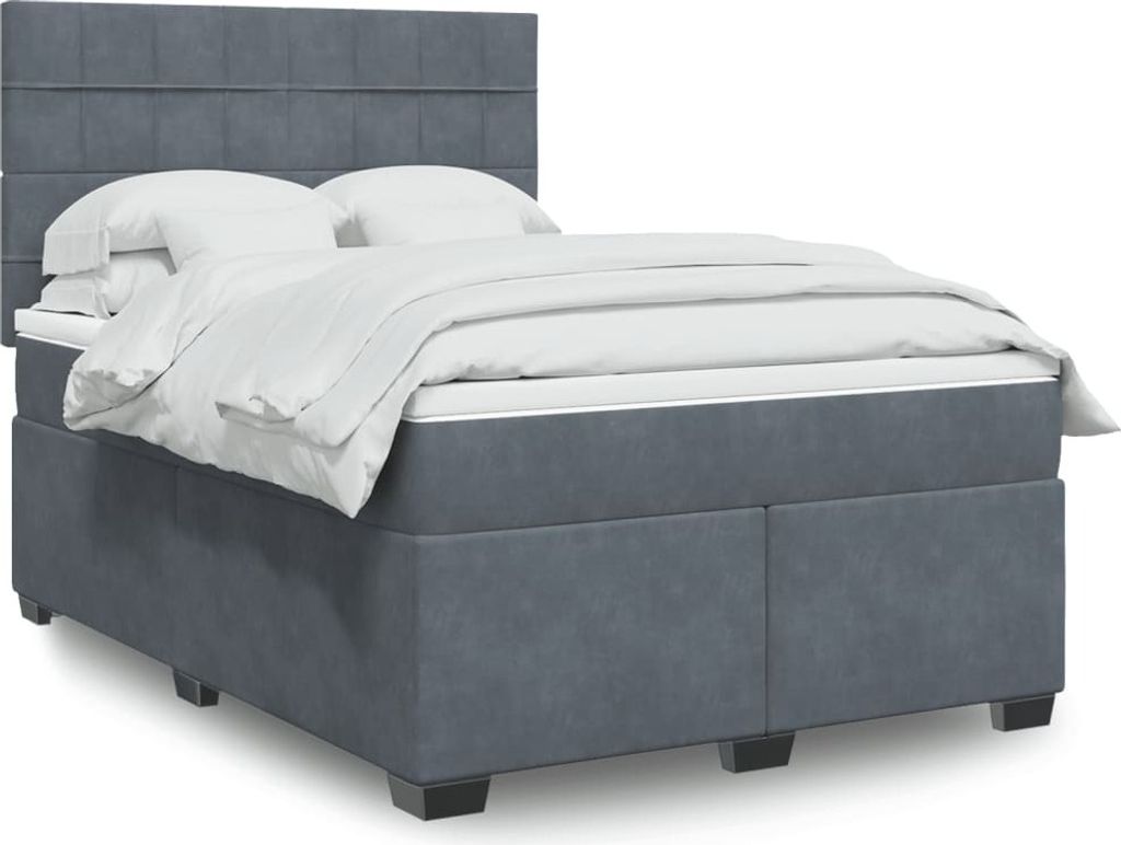 Maison Exclusive - Boxspringbett mit Matratze Dunkelgrau 140x200 cm Samt
