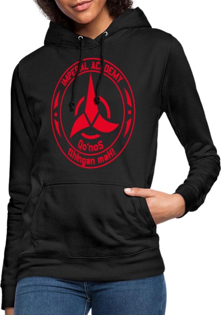 Spreadshirt Star Trek Discovery Klingone Qo'noS Academy Damen Hoodie, XXL, Schwarz