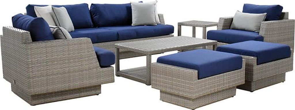 Home Deluxe – Gartenlounge Set MALIBU – Farbe: Hellgrau, für 7–8 Personen, inkl. Schutzhülle, wetterfest, Rattan & Aluminium I Loungemöbel...