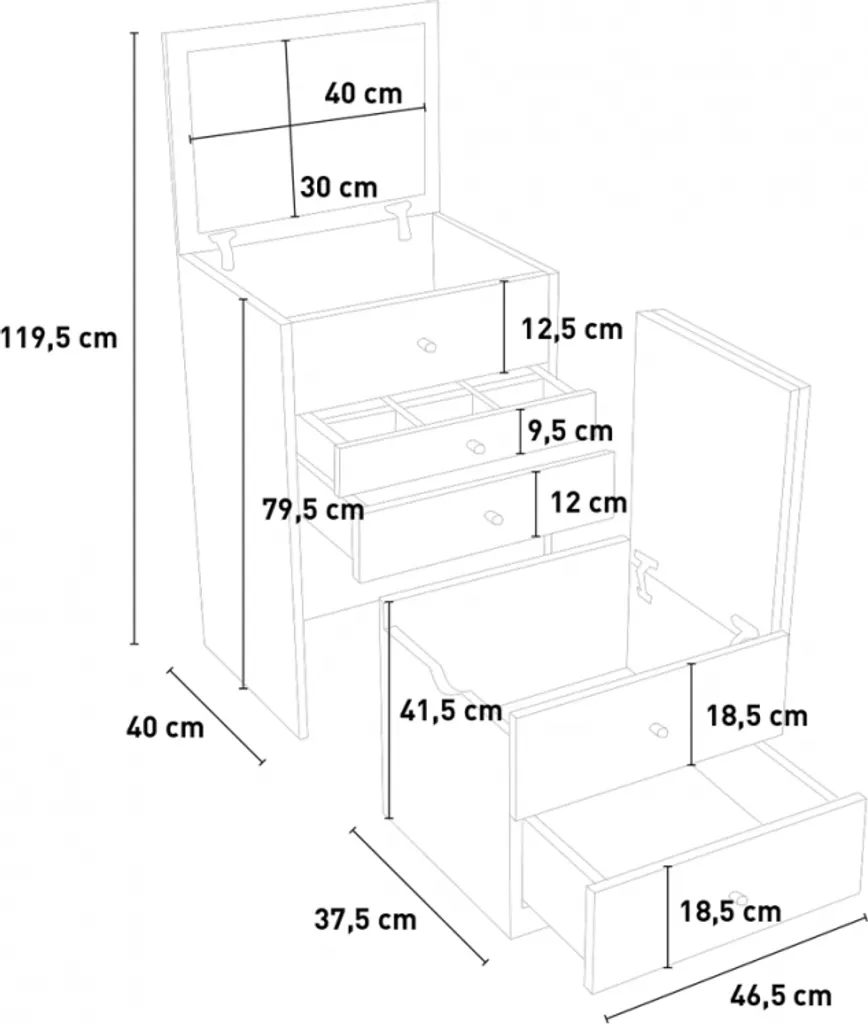 Petite coiffeuse extensible pour studio Commode Deva miroir intégré - 10