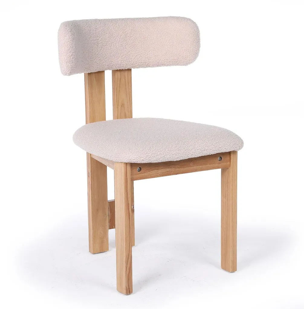 Chaise de salle à manger ergonomique en bois clair et beige