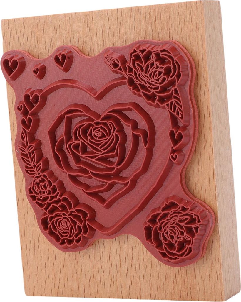 Rose Rubber Stamp Decorative Heart Floral Wood Stamp Multi Purpose for Scrapbooking Wedding Invitation Cards