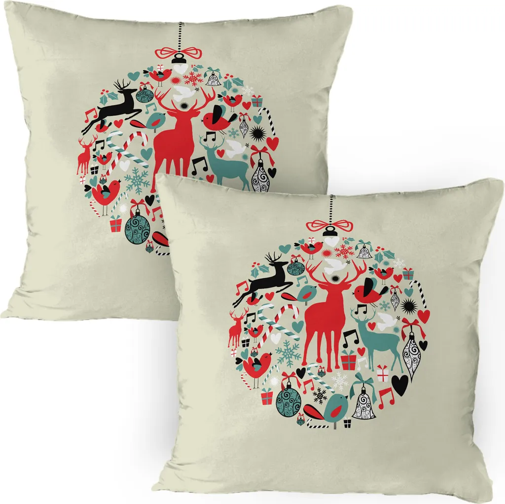 Offerta Natale: 2 Fodere ABAKUHAUS 80x80 Beige Rosso - Acquista Ora