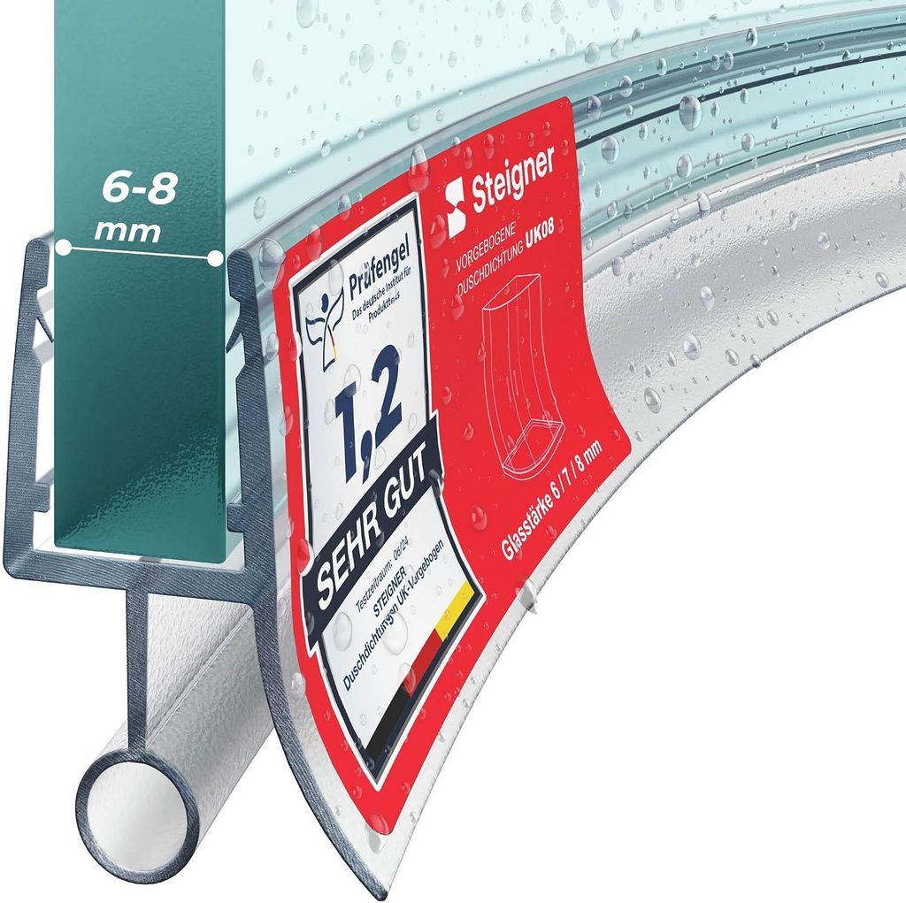 STEIGNER Duschtürdichtung gebogen UK08 100 cm (1 Stk.) Produktbild 