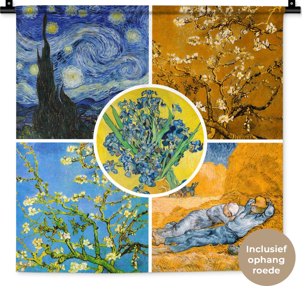 MuchoWow® Wandteppich Wandbehang Van Gogh - Collage - Produktbild 