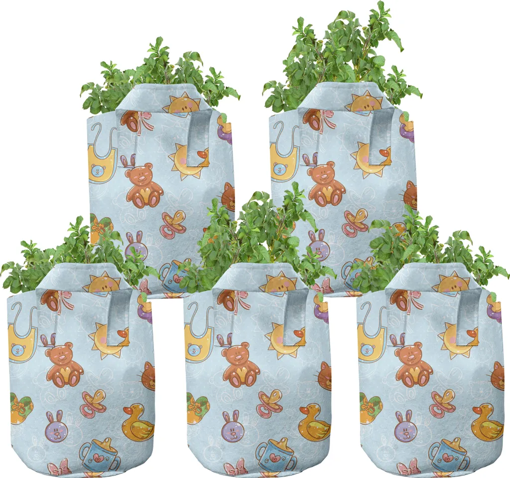 ABAKUHAUS Pots de Culture 5 Gallons Sun Ribbon Teddy Bear Lot de 5 Bleu