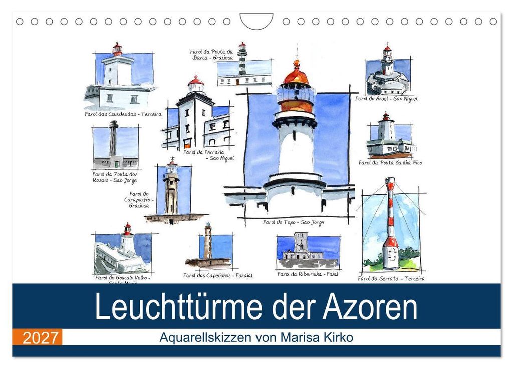 Leuchttürme der Azoren (Wandkalender 2027 DIN A4 quer), CALVENDO Monatskalender