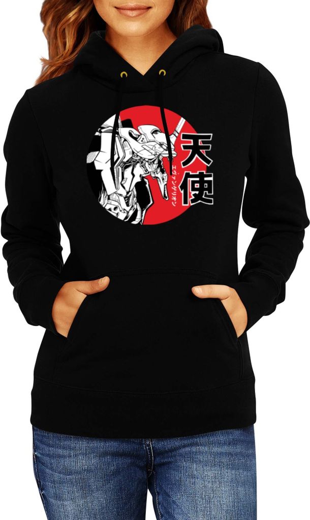 Damen Kapuzenpullover Japan Manga Comics Anime Neon Anime Genesis Manga Evangelion Eva 01 Custom Var-040 Neon Anime Genesis Custom, Lady XL / Schwarz