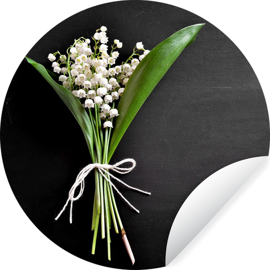 MuchoWow Runde Wandtattoo - Wandsticker Tapete Aufkleber Maiglöckchen - Blumen - Stilleben - Flora Ø 30 cm Selbstklebend und Repositionierbar -...