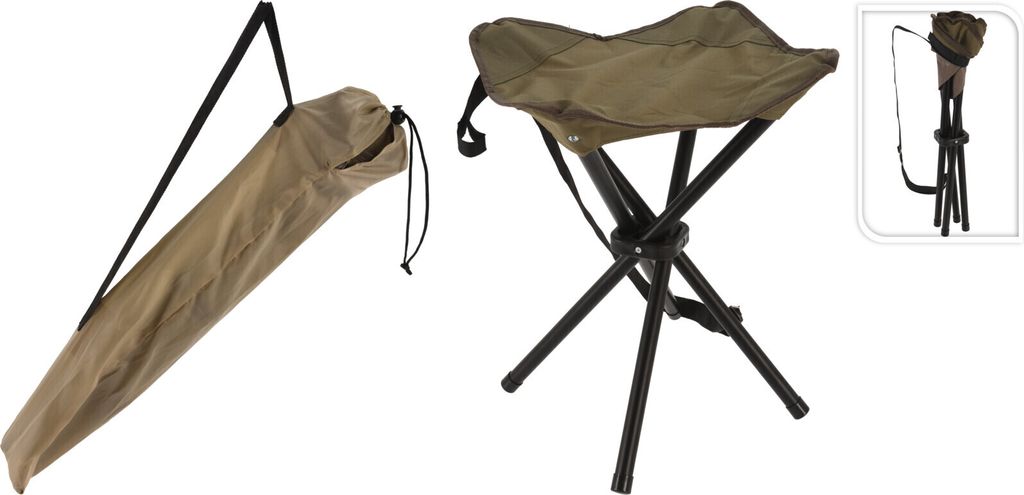 Campingstuhl Hocker Anglerstuhl Klappstuhl Faltstuhl faltbar mit Tragetasche Khaki 40x32x32cm