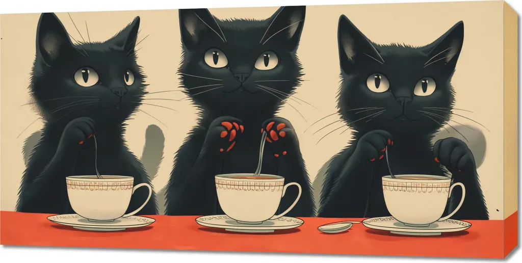 Déco Murale Café des Chats Noirs 100 x 50 cm - Ambiance Cosy pour Salon