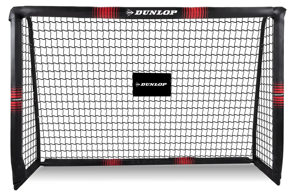 Cages de foot en métal Dunlop 180 cm avec structure robuste noir/rouge