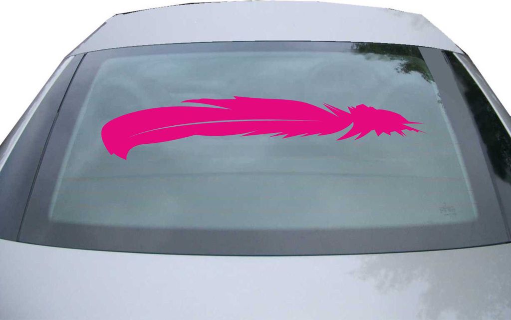 Indigos UG - Aufkleber Heckscheibe & Motorklappe DE7064 - pink - 600x117 mm - Feder Feather Vogel Bird - Auto Scheiben Fenster Heckklappe Tuning Ra...