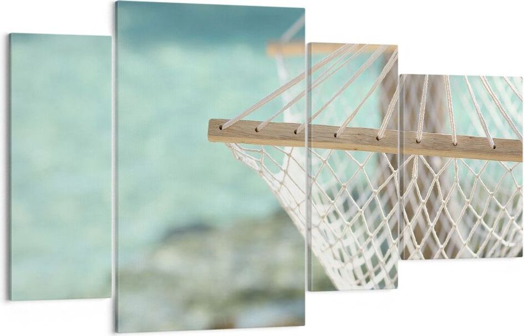 Bild auf Leinwand - Leinwandbild - Reise hängematte tropisch strand - 120x70cm - Wand Bild - Wanddeko - Leinwanddruck - Bilder - Kunstdruck - Lein...