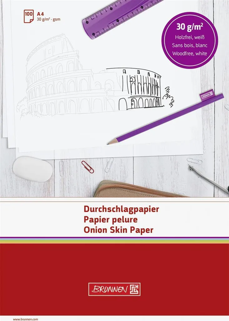 Papier Carbone A4 pour Factures et Bons de Livraison Brunnen 10X100
