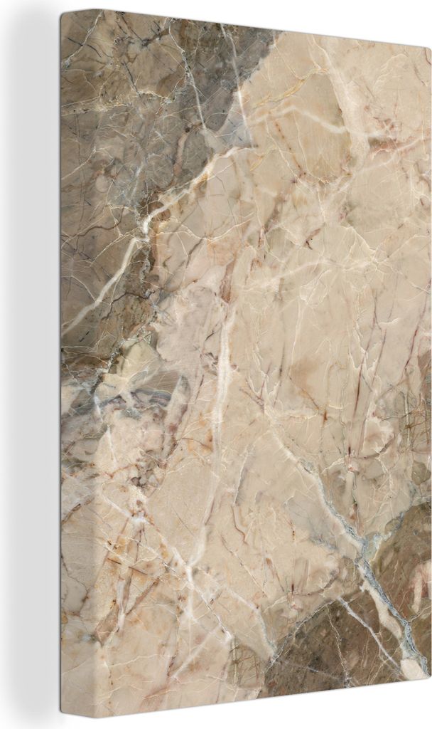 OneMillionCanvasses - Leinwandbilder - 90x140 cm, Weiß - Grau - Granit - Kristall, Wandbilder Kunstdruck Wanddekoration - Foto auf Leinwand - Ge...