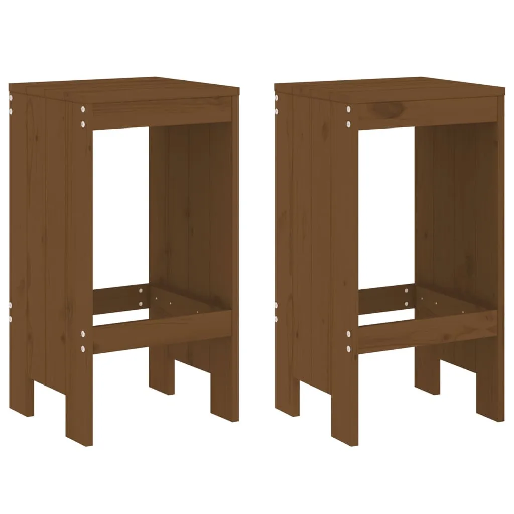 Set 2 Sgabelli Bar 75 cm Legno Pino Marrone Miele | Robusti e Facili