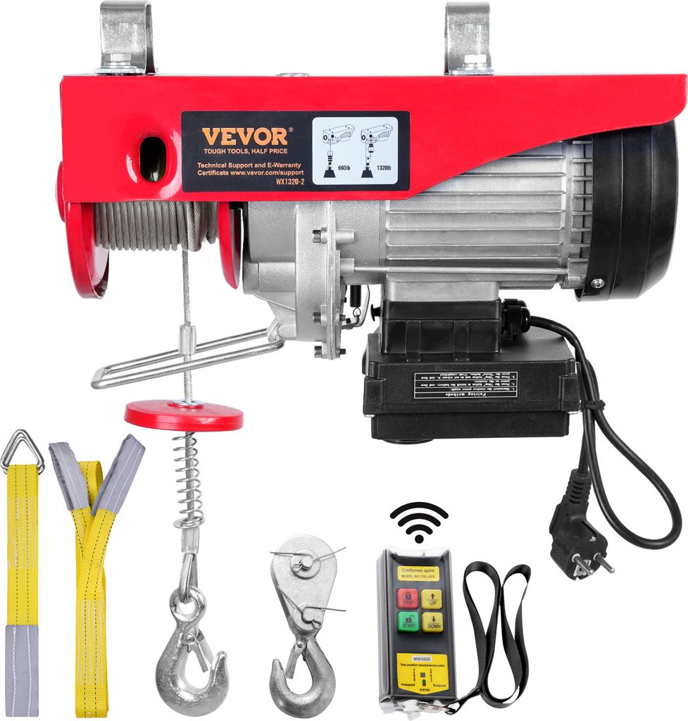 VEVOR elektrische Seilwinde 300kg bis 600kg Hubhöhe 12m Produktbild