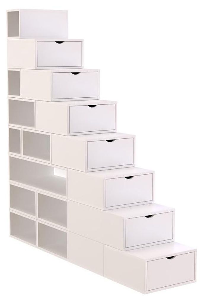 Treppenregal Weiß 200 cm hoch 50 cm breit 25 cm tief mit Produktbild 
