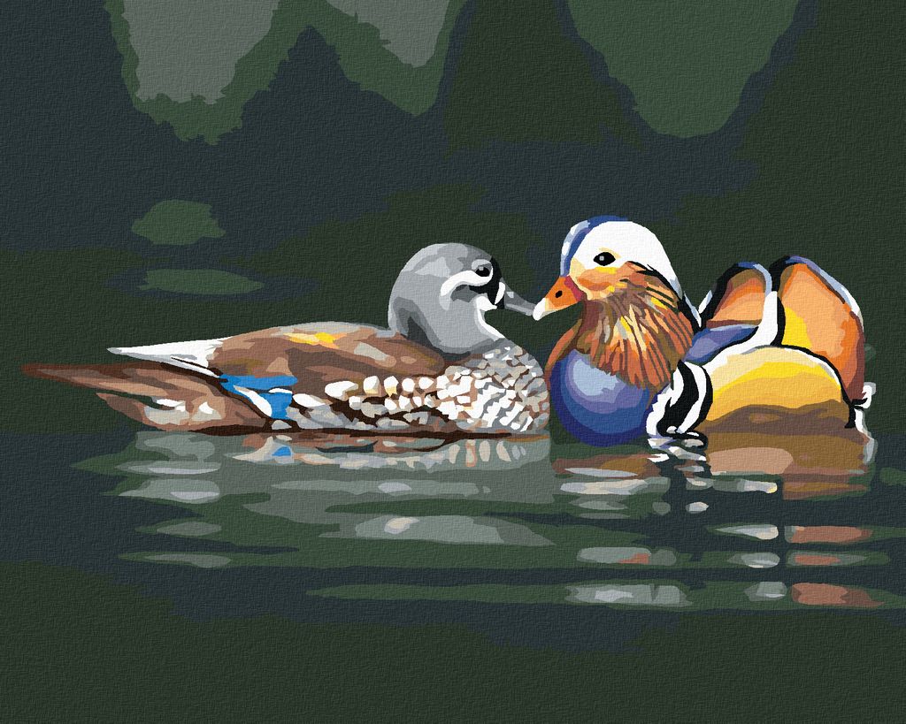 Zuty - Malen nach Zahlen - VERLIEBTE ENTEN AUF DEM WASSER (D. RUSTY RUST), 40x50 cm, mit Keilrahmen (bereits gespannt)