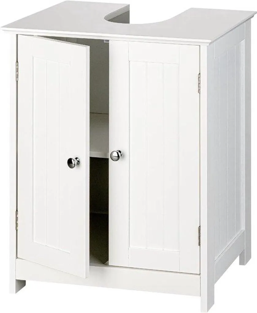 Meuble sous-vasque bois blanc rustique 60cm avec finitions artisanales