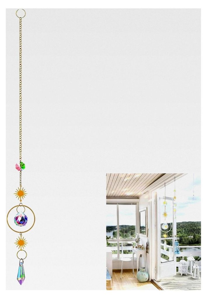 Sonnenfänger aus Kristall für Fenster, Hängendes Windspiel mit Sonnen- und Mondanhänger, Garten- und Fensterdekoration, für Innen- und Außene...