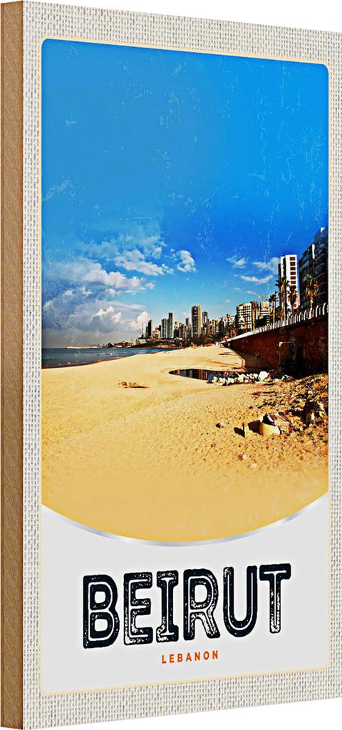 Holzschild Reise 20x30cm Beirut Libanon arabisch Strand