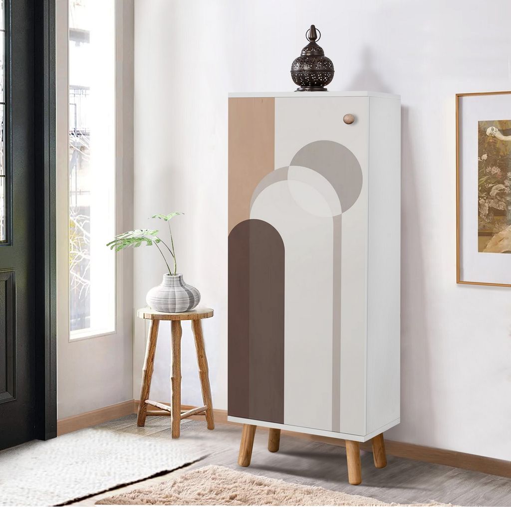 Skye Decor, Vegas - B 948, Schuhschrank, Weiß, 100 % MELAMINBESCHICHTETE SPANPLATTEN, 50 x 38 x 135 cm