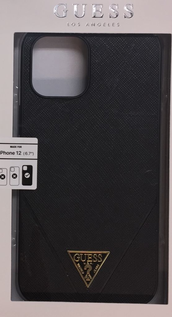 Guess GUHCP12LVSATMLBK iPhone 12 Pro Max 6,7" schwarz/schwarz Hardcase Saffiano Schutzhülle