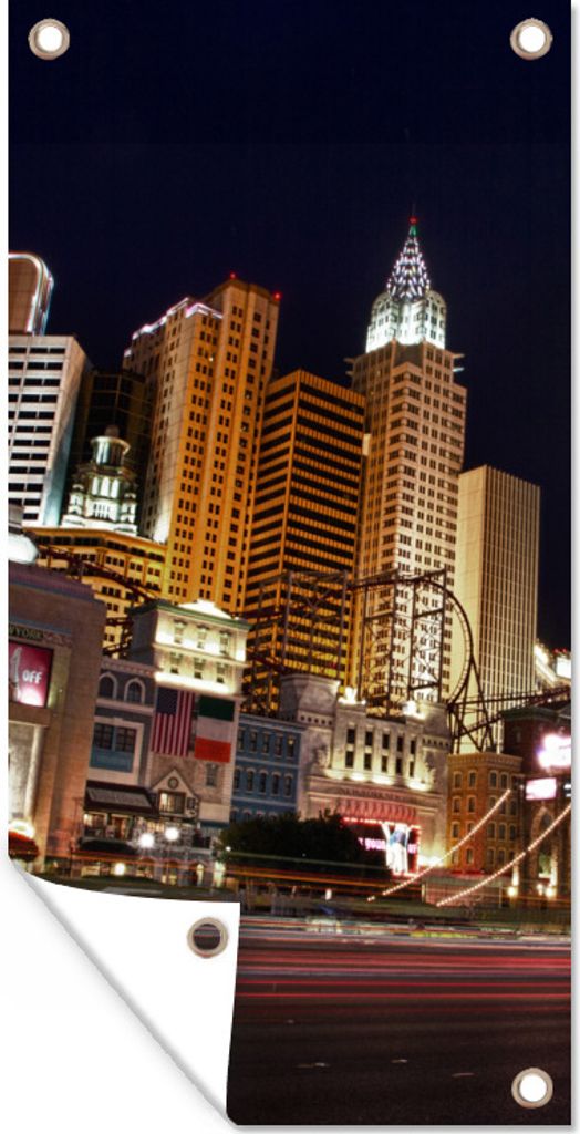 MuchoWow 30x60 cm Outdoor-Poster Gartendeko Sichtschutz Garten Poster für den Garten Strip - Las Vegas - Straße