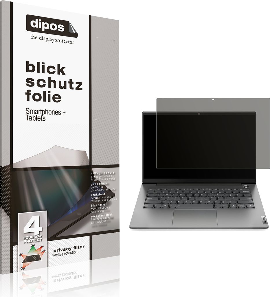 Blickschutzfolie für Lenovo ThinkBook 14 Gen 4 Plus matt Schutzfolie Folie Display Schutz dipos