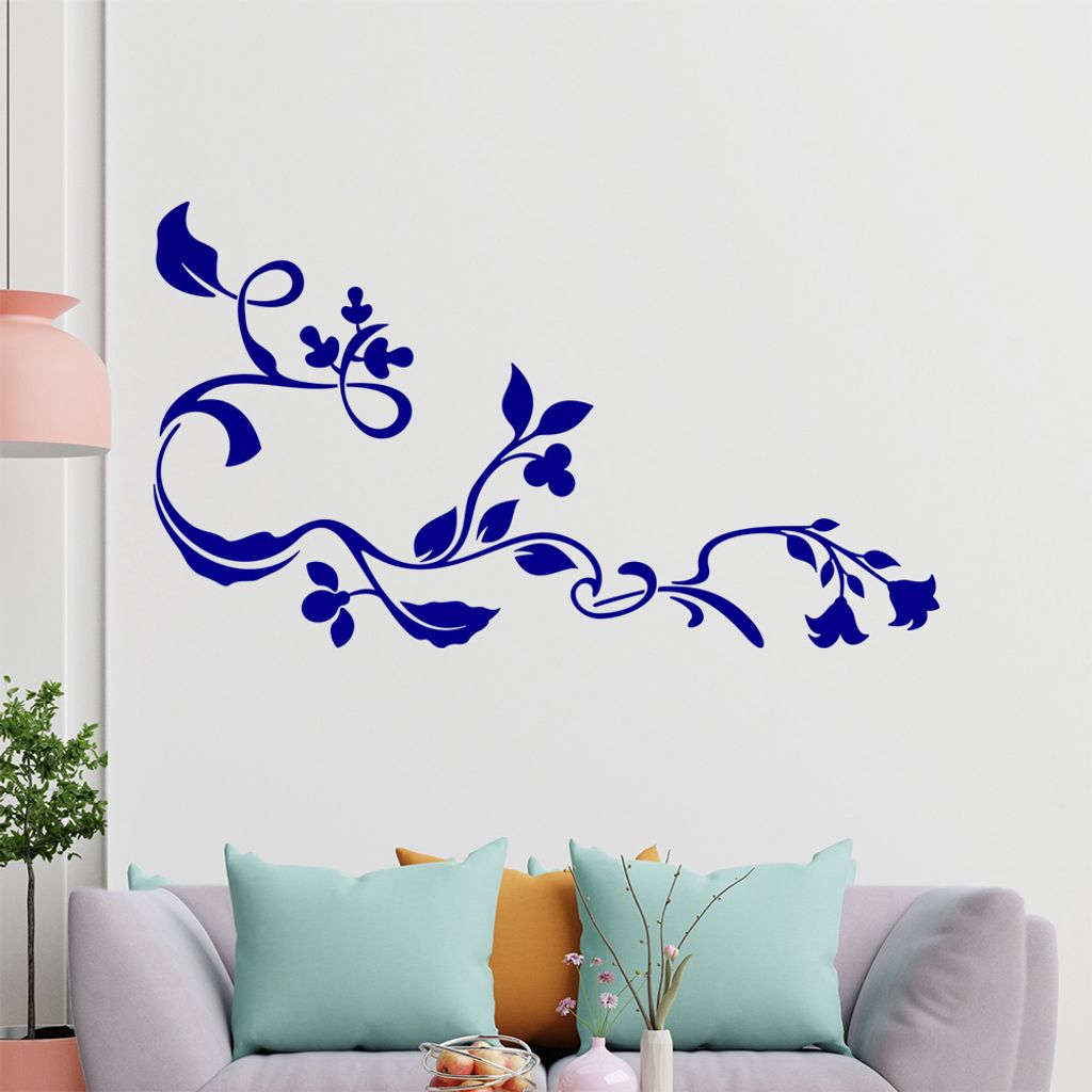 Eckeornament -Blüten - Ornament Wandtattoo in 6 Größen - Wandaufkleber Wall Sticker - Dekoration, Küche, Wohnzimmer, Schlafzimmer, Badezimmer