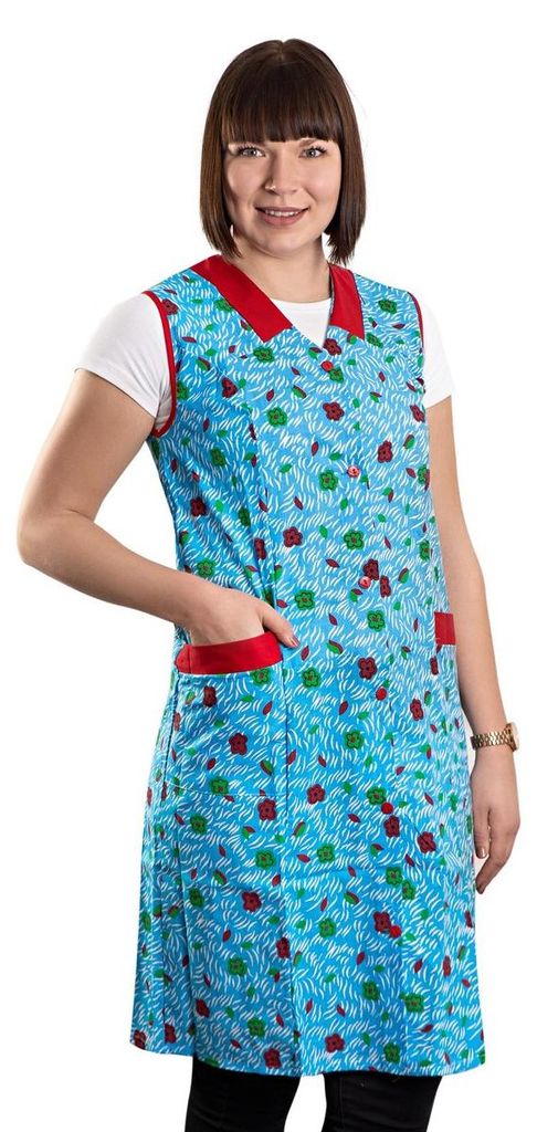 Damenkittel Kittel Schürze Hauskleid ohne Arm Baumwolle Produktbild 