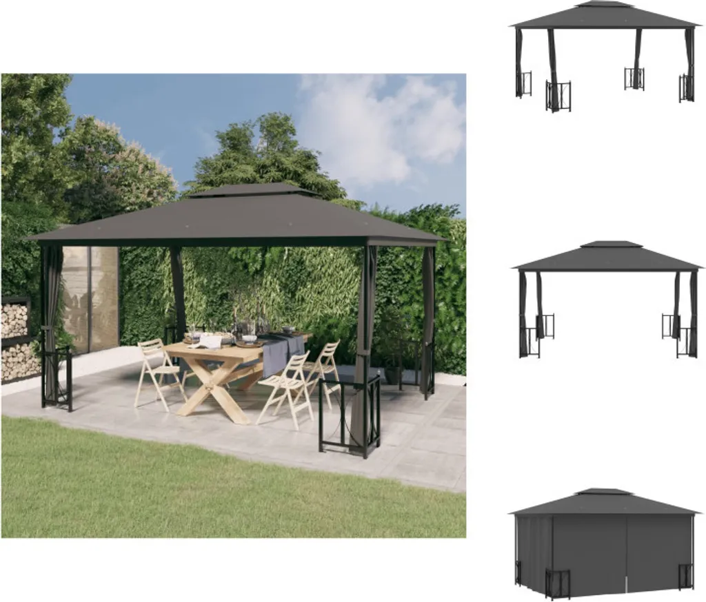 Tente de Réception 3x4 m pour Mariage et Barbecue - Pavillon Anthracite
