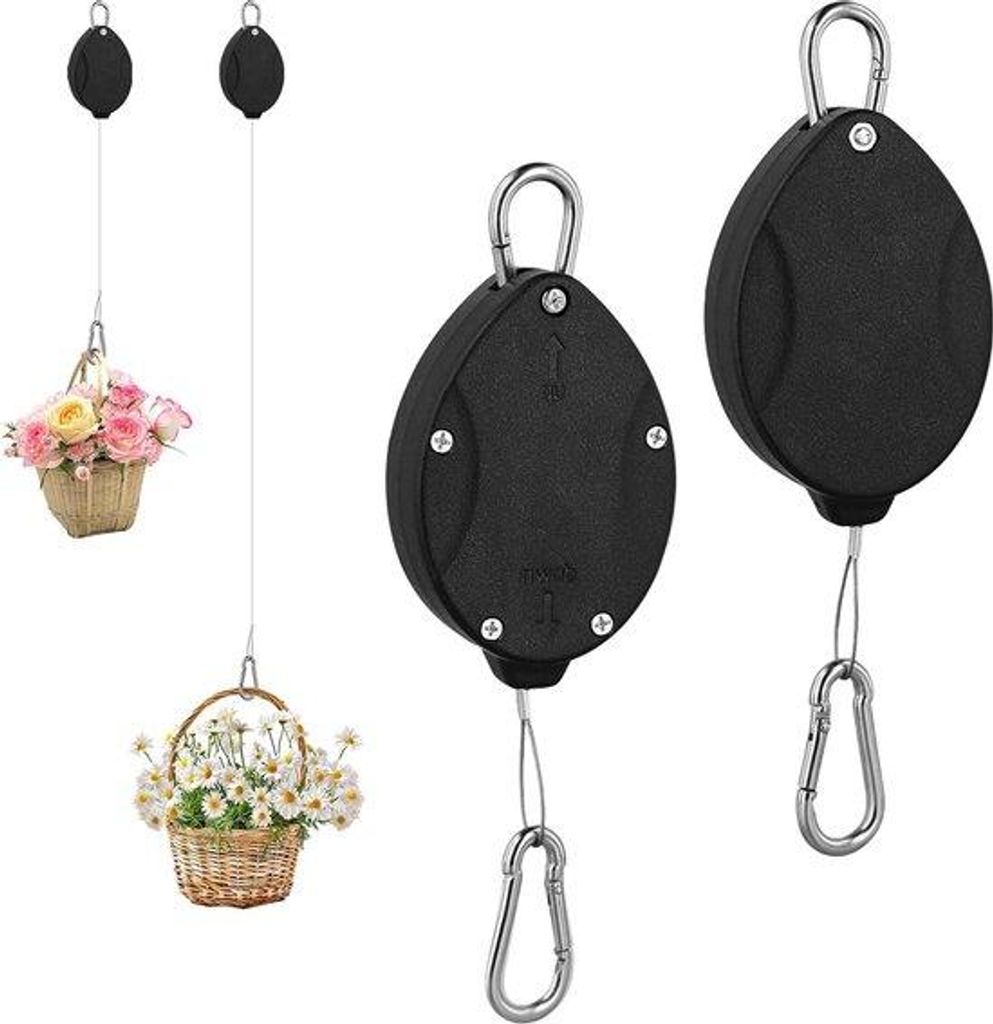 Pflanzenhänger schwarz einziehbar für Blumenkästen und Töpfe